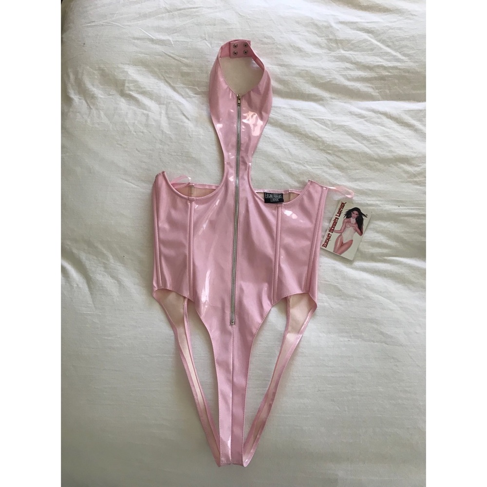 Baby Pink faux leather bodysuit